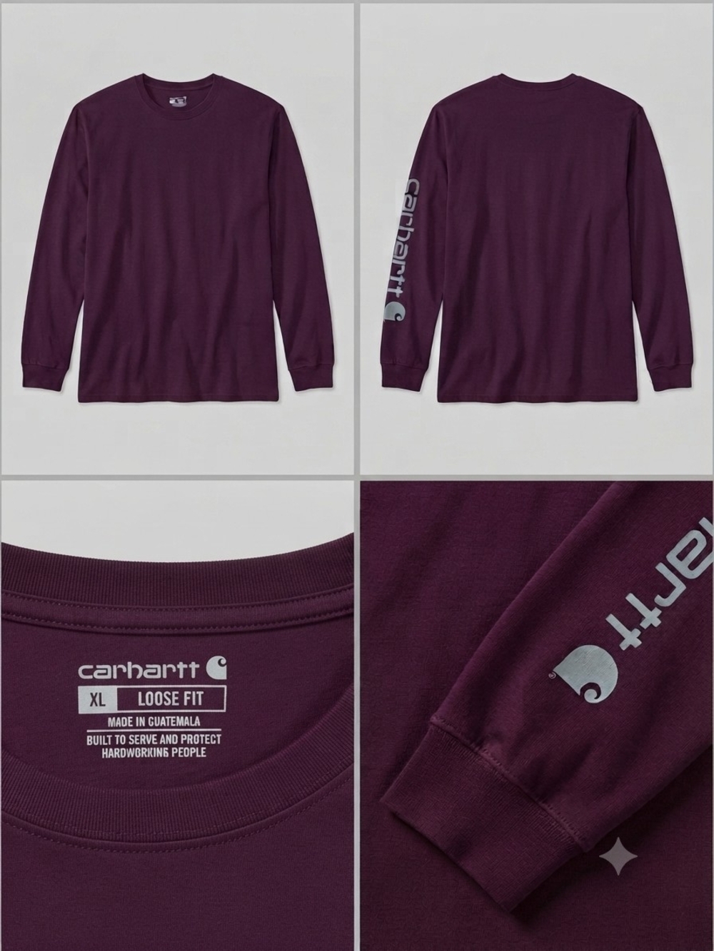 Carhartt Men's Crewneck Long Sleeve Shirt in Dark Plum